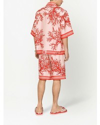 Dolce & Gabbana Corallo Coral Print Silk Shirt