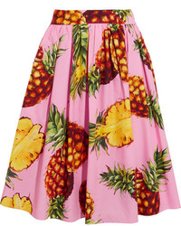 Dolce & Gabbana Printed Cotton Poplin Skirt Baby Pink
