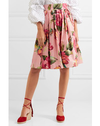 Dolce & Gabbana Printed Cotton Poplin Skirt Blush