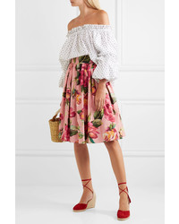 Dolce & Gabbana Printed Cotton Poplin Skirt Blush
