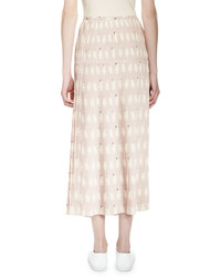 Stella McCartney Swan Print Plisse Midi Skirt Dusted Rose