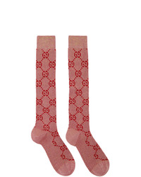Gucci Pink Crystal Gg Socks
