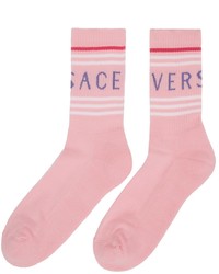 Versace Pink Logo Socks