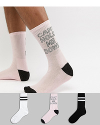 New Look Socks With Cant Hold Me Down Print 3 Pack Coloured