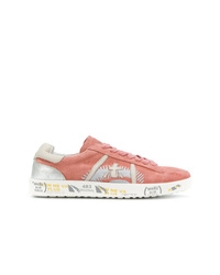 Pink Print Suede Low Top Sneakers