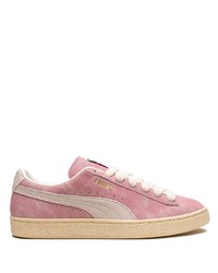 Pink Print Suede Low Top Sneakers