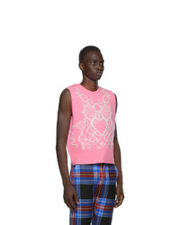 Charles Jeffrey Loverboy Pink And White Pict Vest