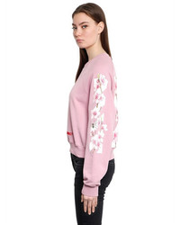 Off-White Cherry Blossom Crop Cotton Sweatshirt