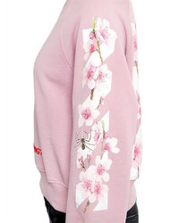 Off-White Cherry Blossom Crop Cotton Sweatshirt