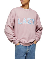 Topman Lazy Applique Crewneck Sweatshirt