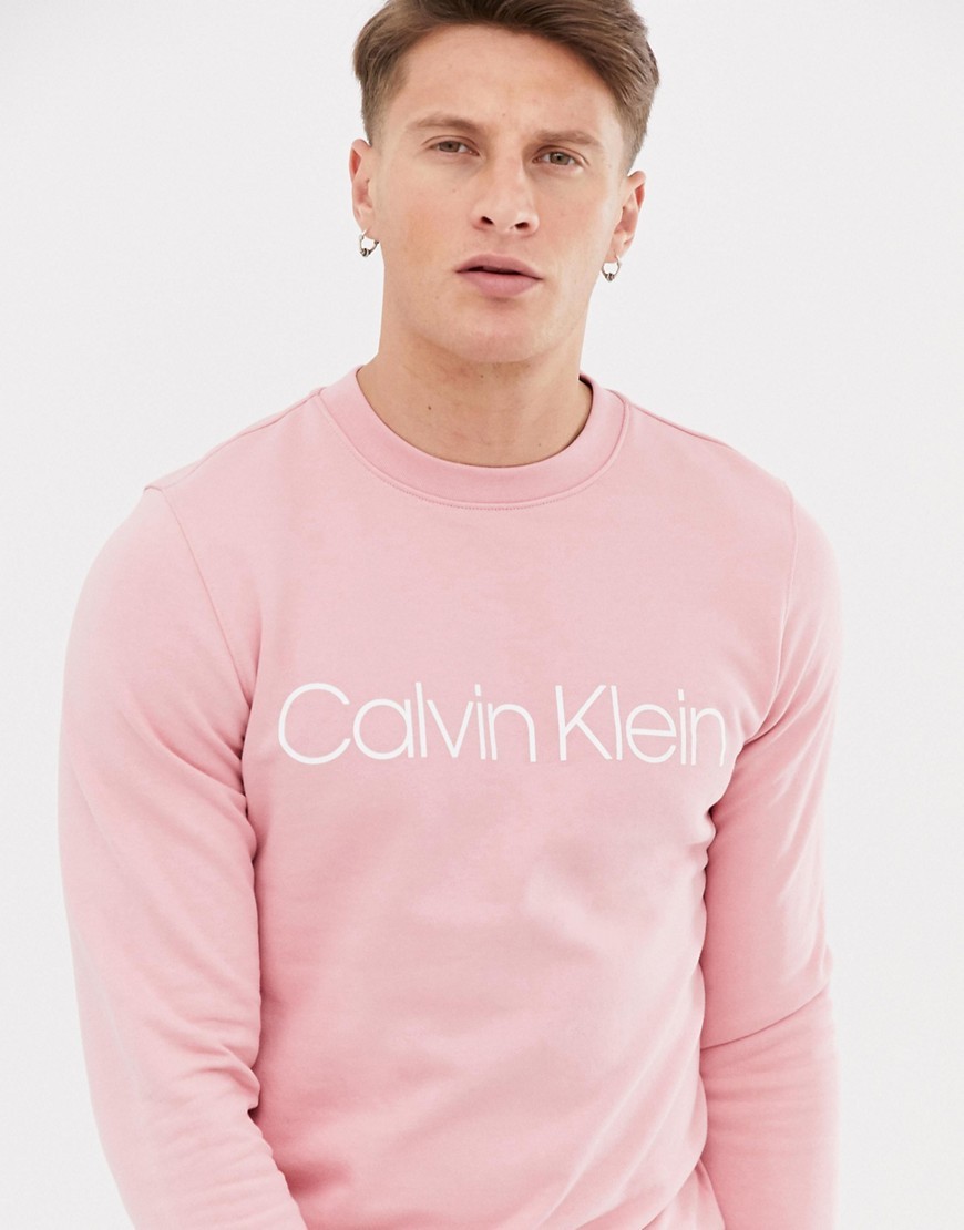 invoer goedkoop afstuderen Calvin Klein Logo Front Crew Neck Sweatshirt In Pink, $90 | Asos | Lookastic