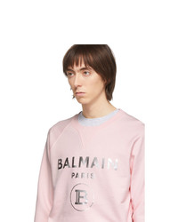 Balmain Pink And Silver Logo Sweatshirt