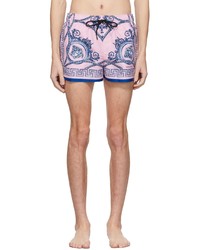 Versace Underwear Pink Blue La Coupe Des Dieux Swim Shorts