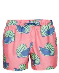 Topman Watermelon Print Swim Trunks