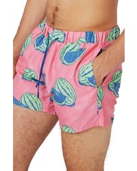 Topman Watermelon Print Swim Trunks