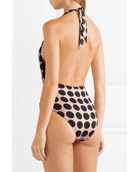 Stella McCartney Ballet Dots Tie Front Printed Halterneck Swimsuit