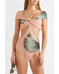 Johanna Ortiz Palm Beach Off The Shoulder Cutout Printed Swimsuit