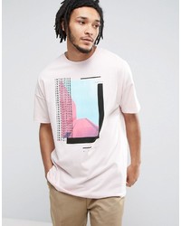 Asos Oversized T Shirt With Abstract Print In Pink