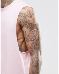 Asos Brand Sleeveless T Shirt With Back Print And Dropped Armhole