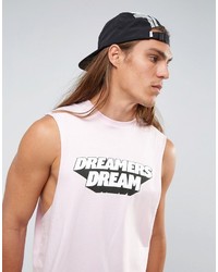 Asos Sleeveless T Shirt With Dropped Armhole And Dreamers Dream Print