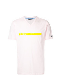 Pink Print V-neck T-shirt
