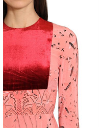 Valentino Printed Crepe De Chine Velvet Dress