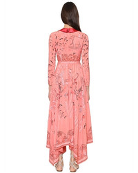 Valentino Printed Crepe De Chine Velvet Dress