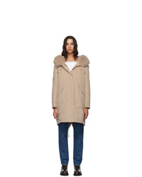 Yves Salomon Army Pink Down And Fur Bachette Coat