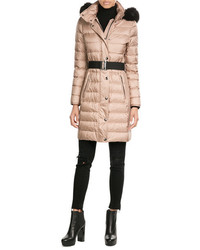 Burberry Quilted Down Coat With Fox Fur Collar