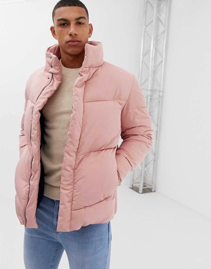 ASOS DESIGN Oversized Puffer Jacket In Pink, $55 | Asos | Lookastic