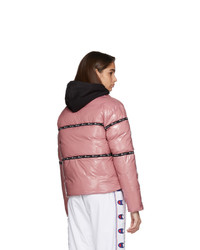 Champion Reverse Weave Pink Shiny Puffer Jacket