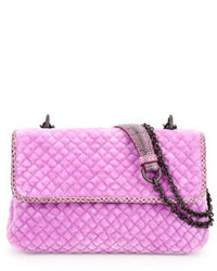 Bottega Veneta Olimpia Medium Intrecciato Quilted Velvet Shoulder Bag Pink