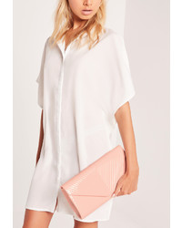 Missguided Chevron Quilted Clutch Bag Blush Pink