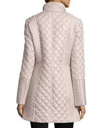 Via Spiga Diamond Quilted Mid Length Coat Oyster