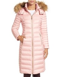Kate Spade New York Quilted Down Jacket With Faux Fur Trim