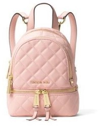 Pink Quilted Leather Backpack