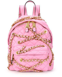 Moschino Chains Quilted Leather Backpack Pink