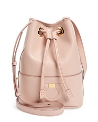 Pink Quilted Leather Bucket Bag