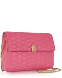 Roberto Cavalli Orchid Pink Quilted Leather Crossbody Wchain Strap