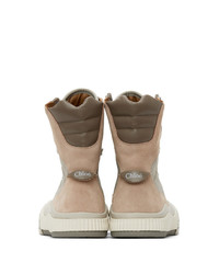 Chloé Pink And Beige Clint High Top Sneakers