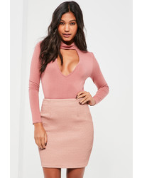 Missguided Pink Extreme Quilted Faux Leather Mini Skirt