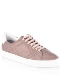 Pink Quilted Leather Sneakers