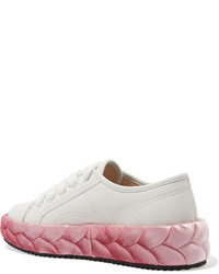 Marco De Vincenzo Leather And Quilted Velvet Sneakers Pink