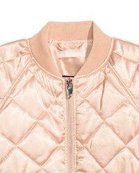 H&M Quilted Satin Bomber Jacket