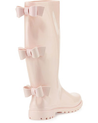 RED Valentino Triple Bow Rubber Rain Boot Light Pink