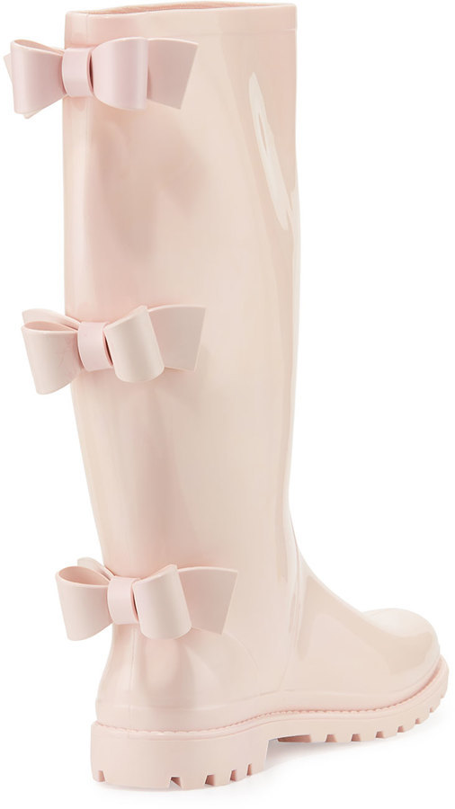 Pink rain boots with bow new arrivals