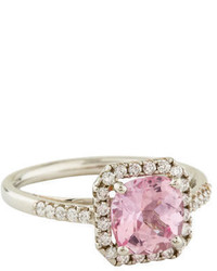 Ring 14k Pink Sapphire Diamond Halo
