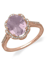 Lord & Taylor 14kt Rose Gold Diamond And Pink Amethyst Ring