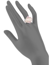 Judith Ripka Allure White Sapphire Rock Crystal Pink Corundum Pink Mother Of Pearl Sterling Silver Oval Ring