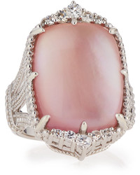 Judith Ripka Chantilly Rectangle Pink Mother Of Pearl Ring Size 7